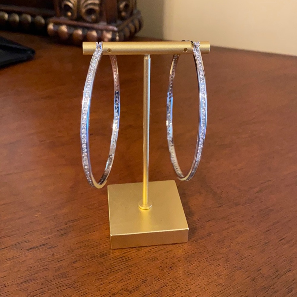 Sterling Silver Cubic Zirconium Hoop Earrings